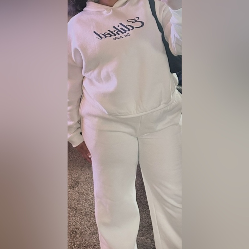 Edikted Cream Hoodie and Sweatpants Set